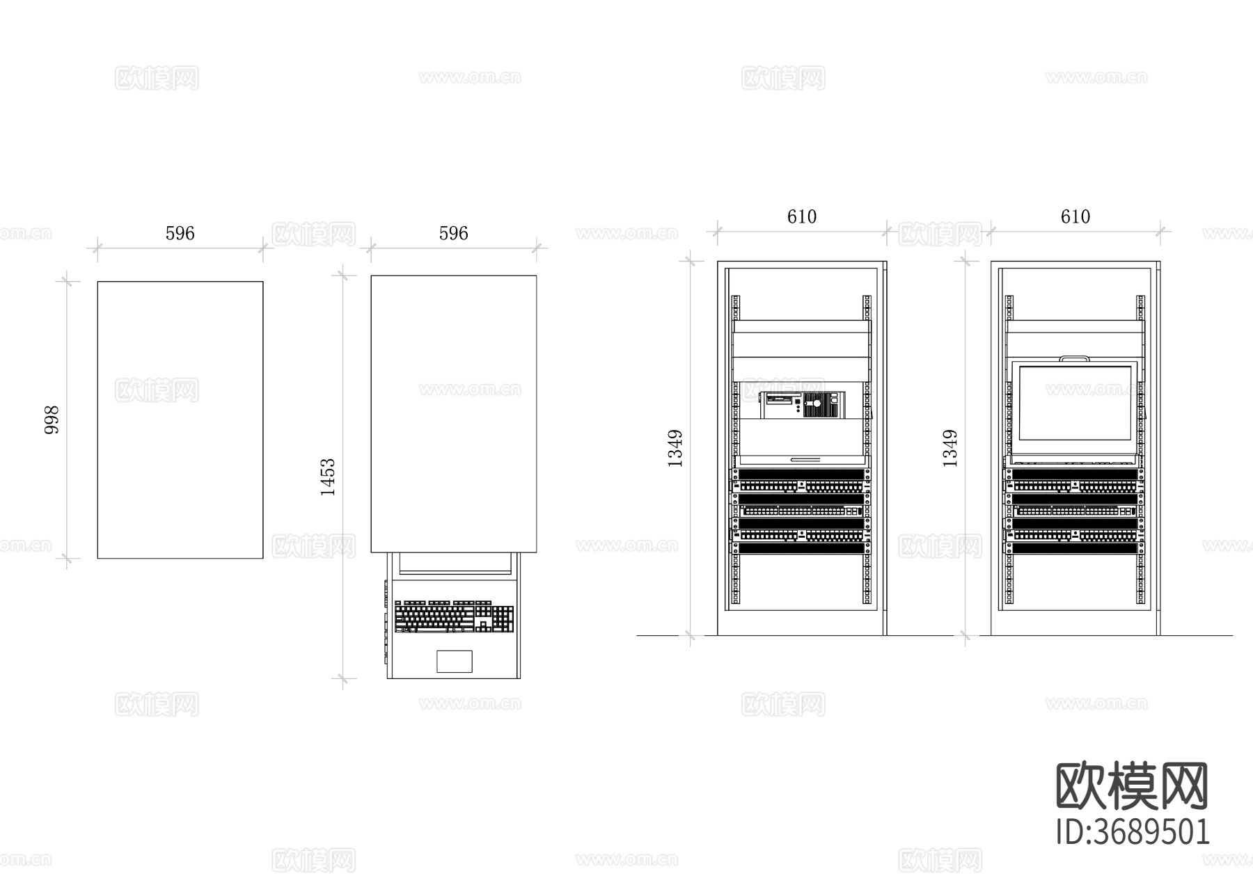 服务器配线架cad大样图