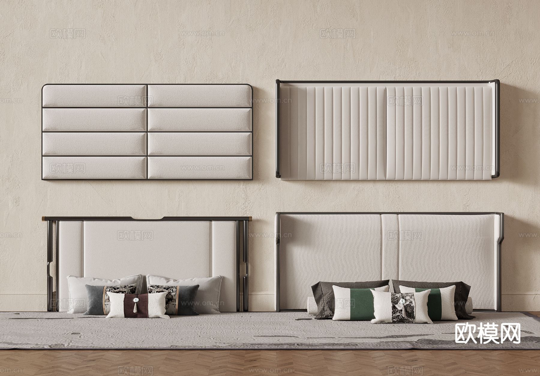 床头靠背 软包 抱枕su模型下载（渲染图2）