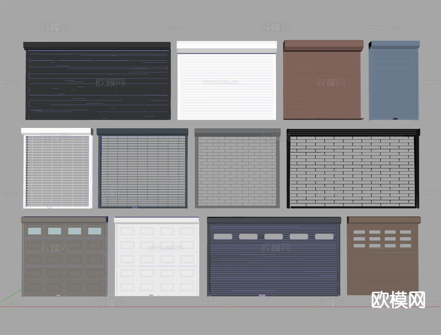 卷帘门 仓库门 店铺门 防盗门su模型