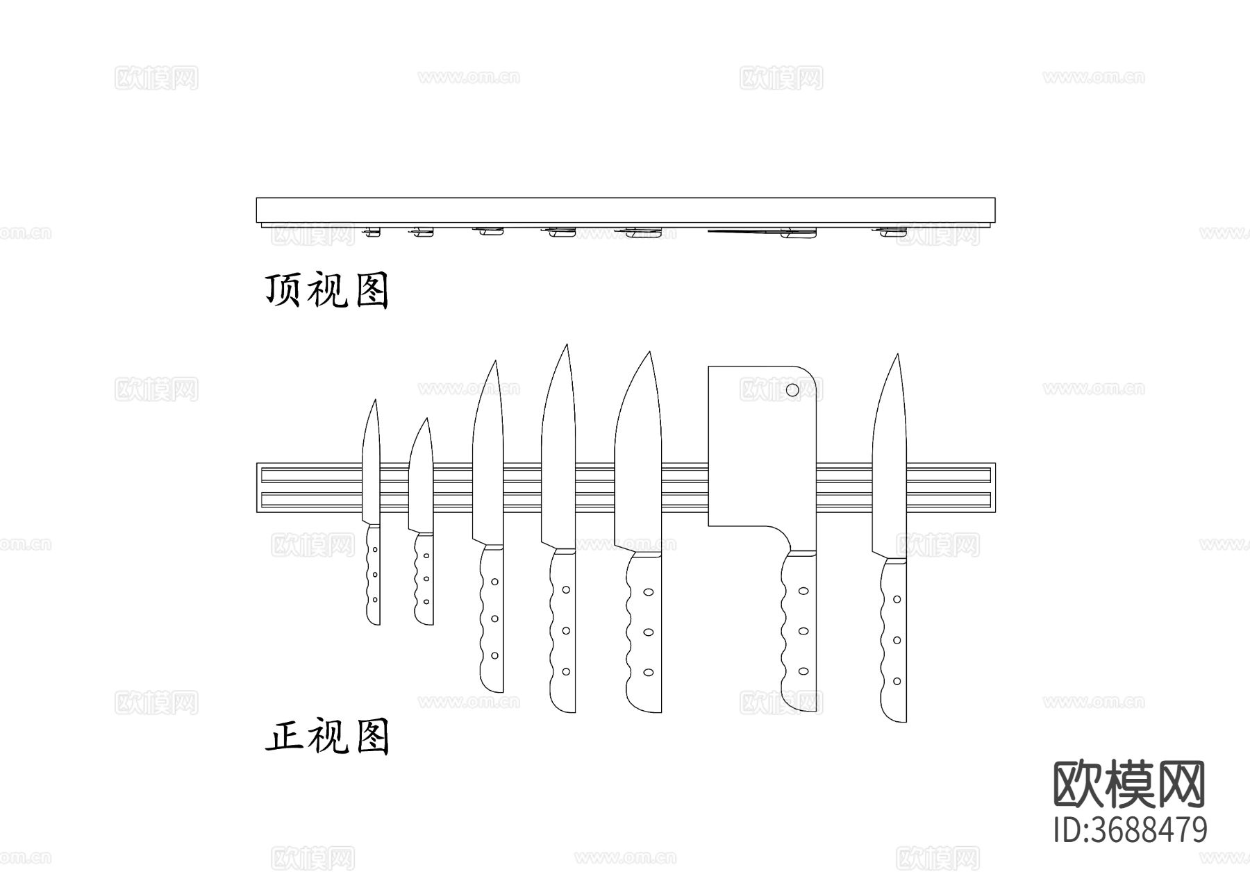 厨房刀架cad大样图