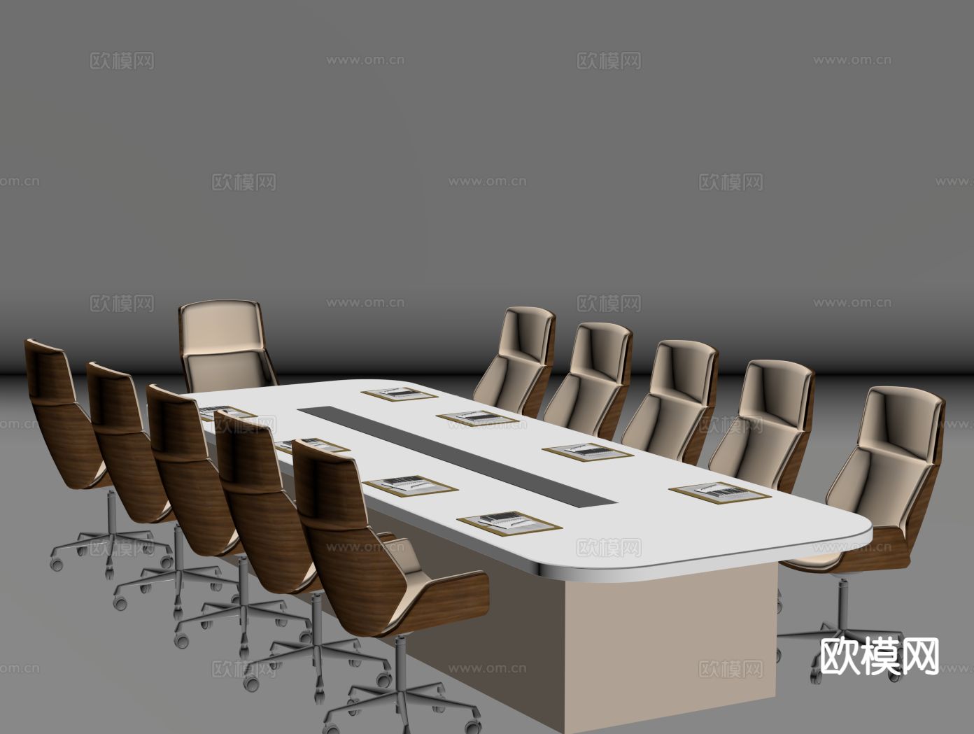 现代会议桌椅su模型下载（渲染图1）
