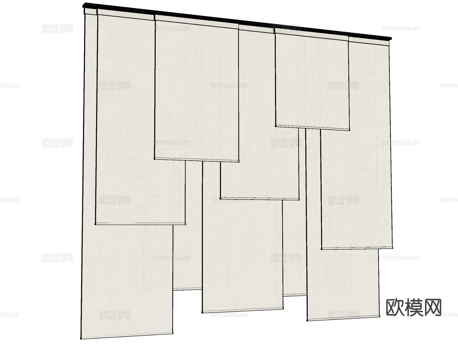 素色窗帘 卷帘 遮阳帘 纱帘su模型