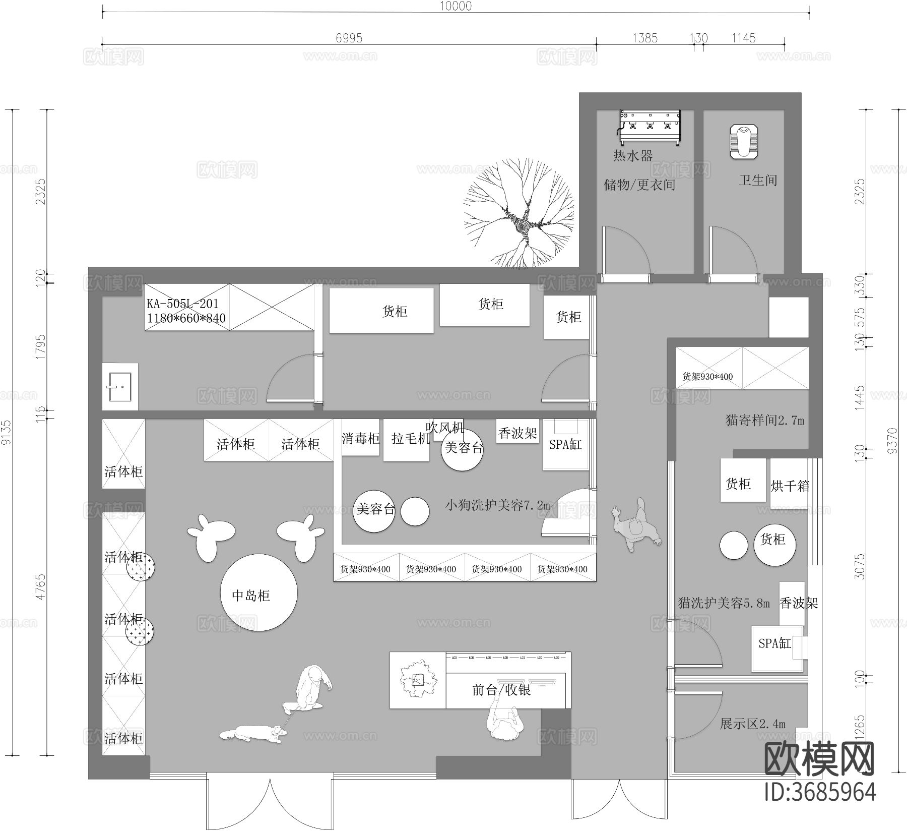 宠物店 宠物医院cad平面图