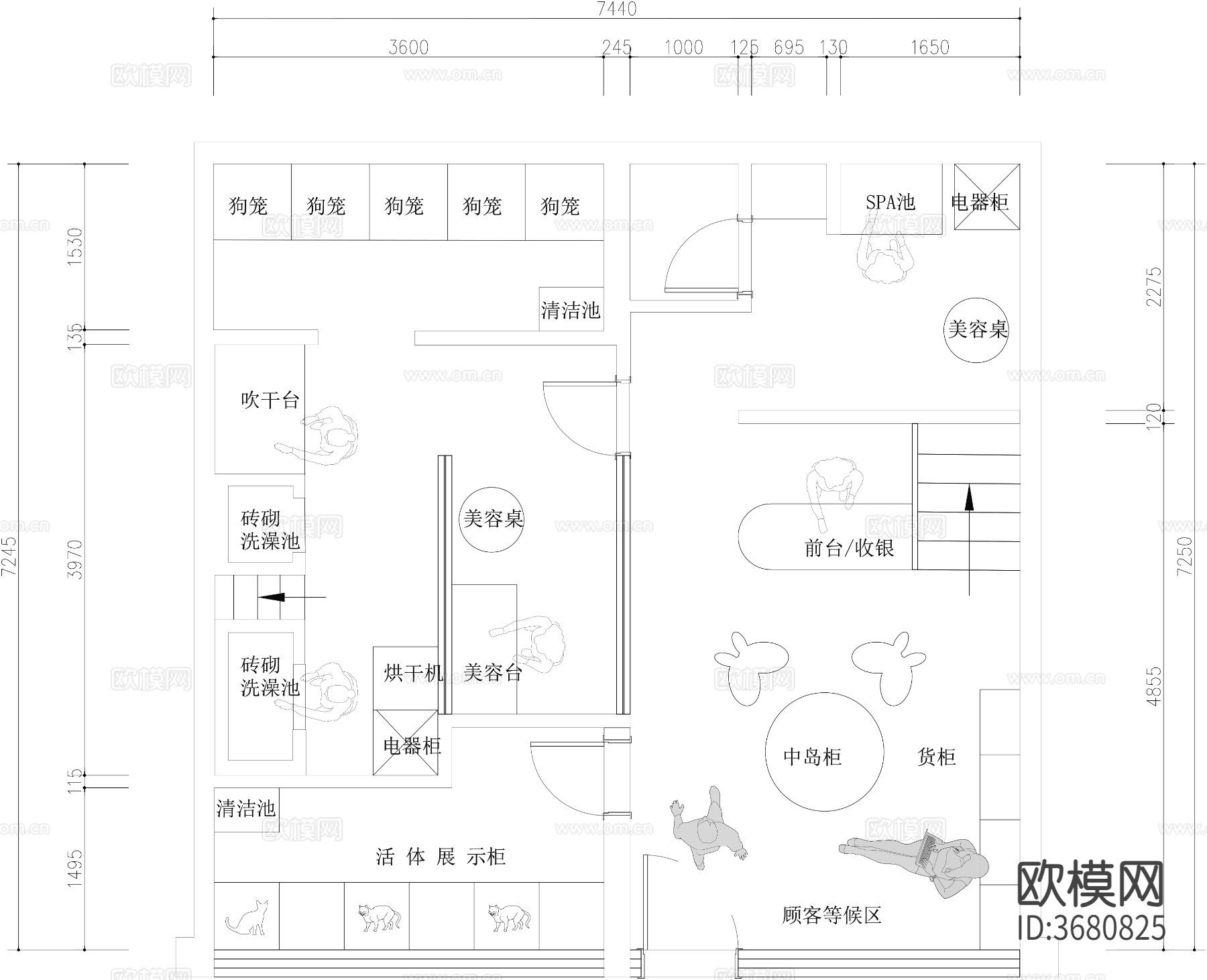 宠物店CAD平面图