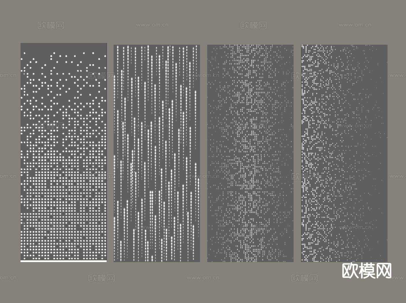 现代穿孔板背景墙su模型