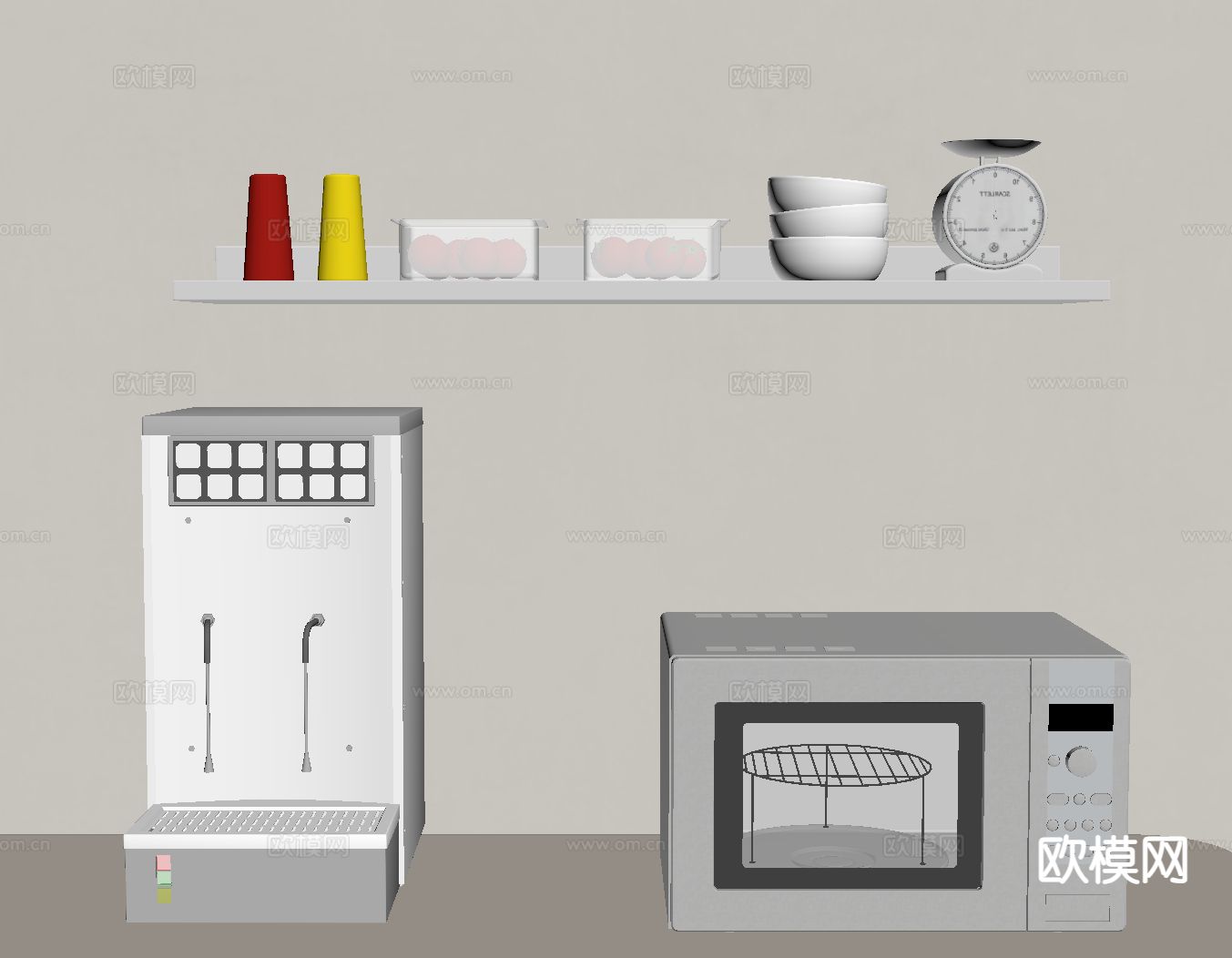厨房电器 饮水机 烤箱 微波炉su模型
