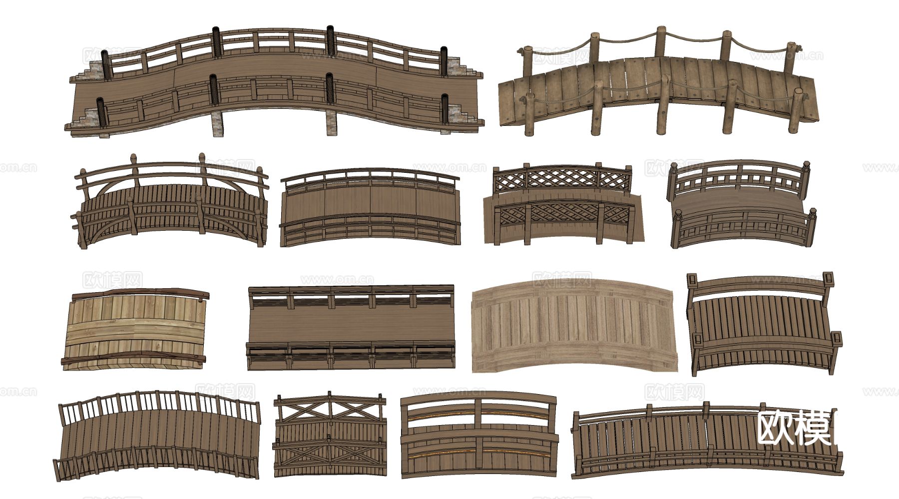 木桥 木栈道 木拱桥 小桥su模型