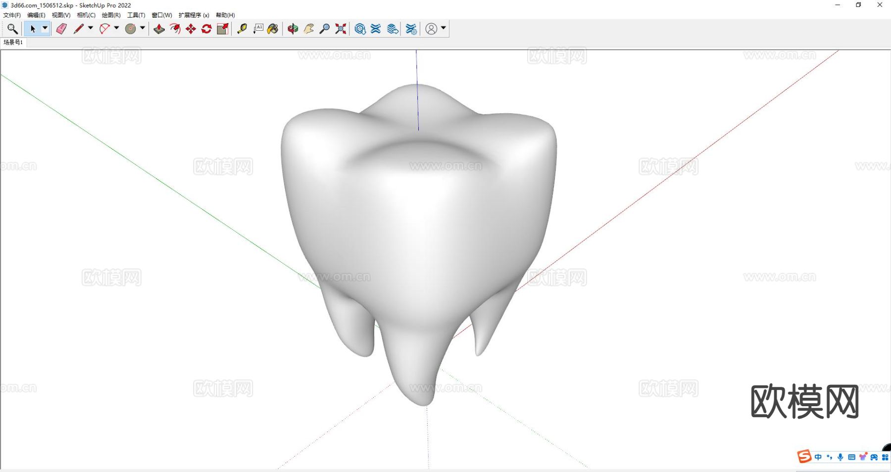 现代牙齿su模型下载（渲染图1）