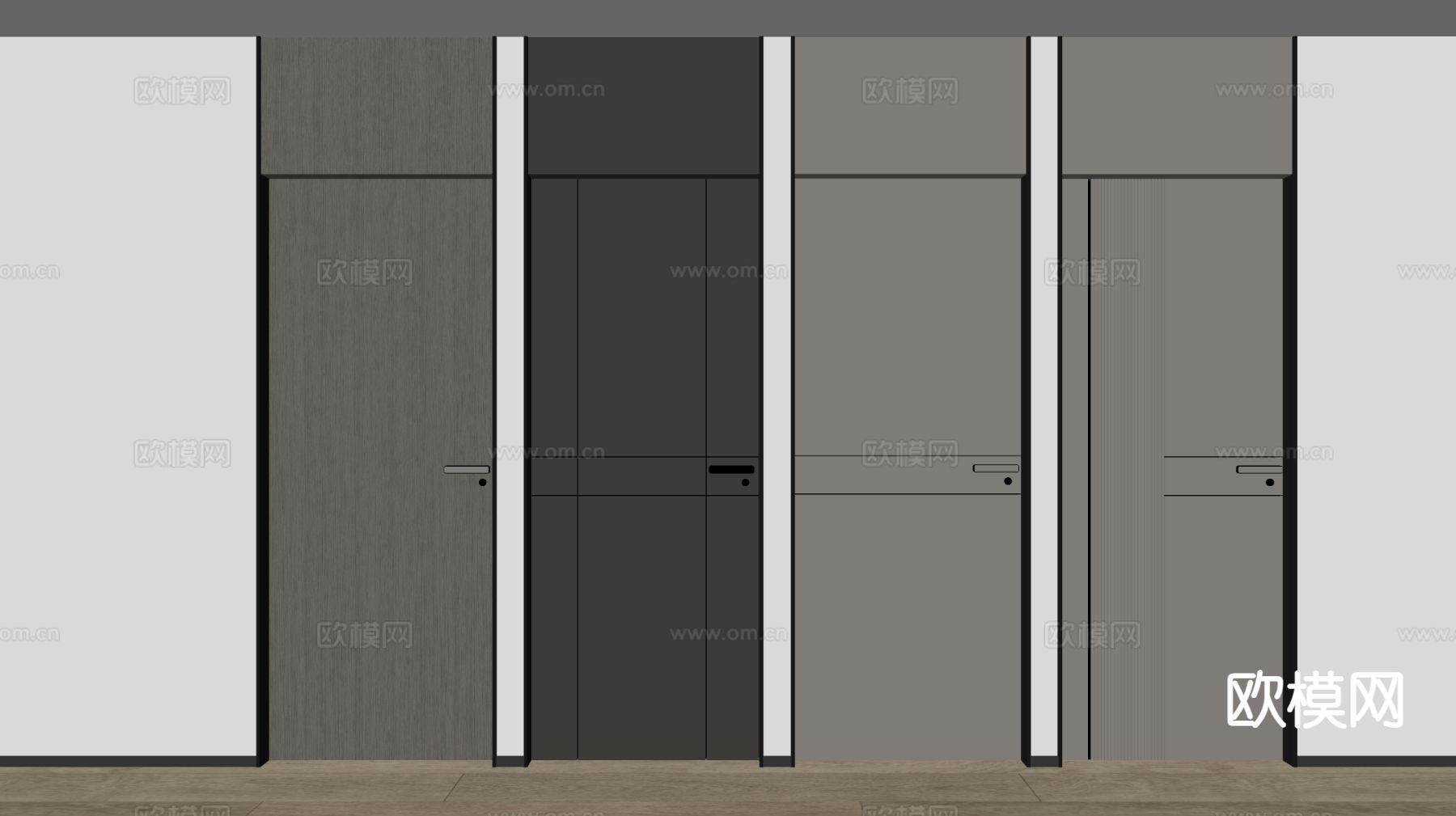 现代单开门 卧室门 房间门su模型下载（渲染图1）
