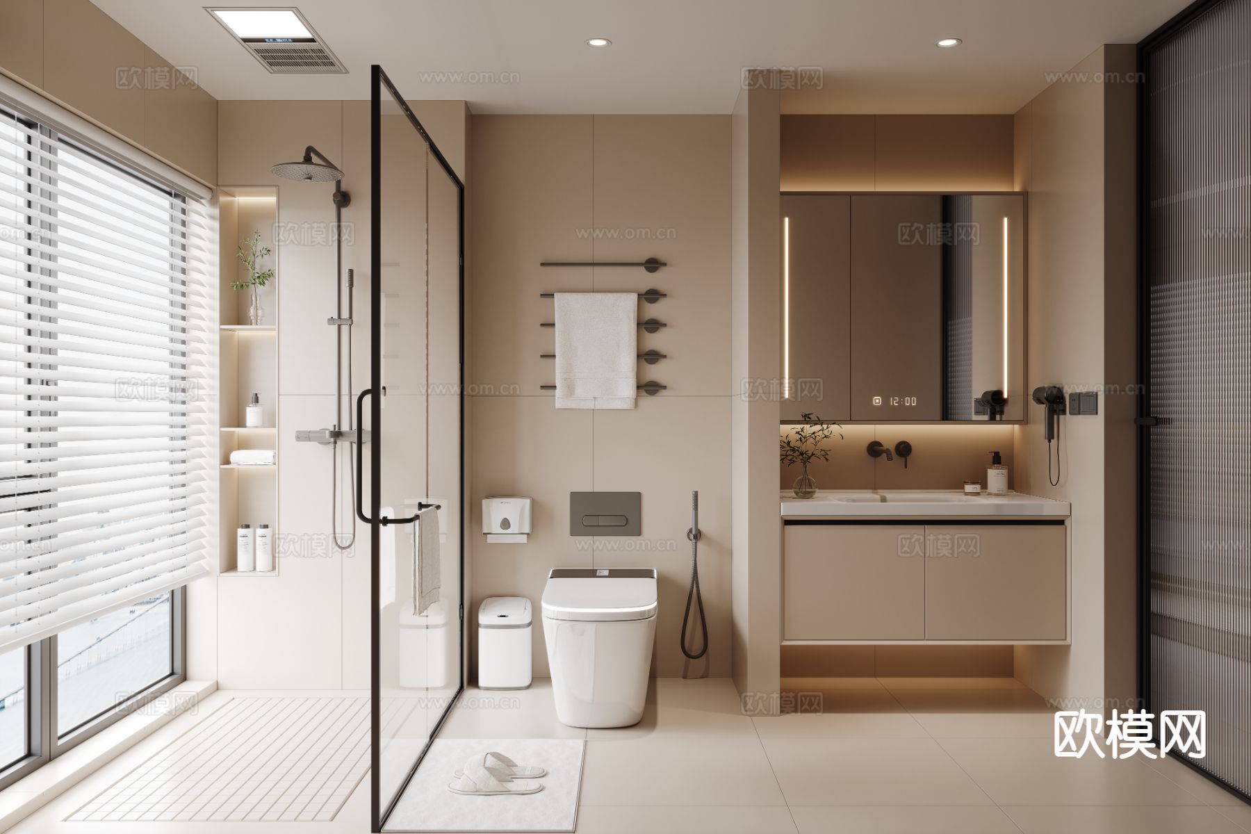 现代卫生间 浴室 洗手间3d模型下载