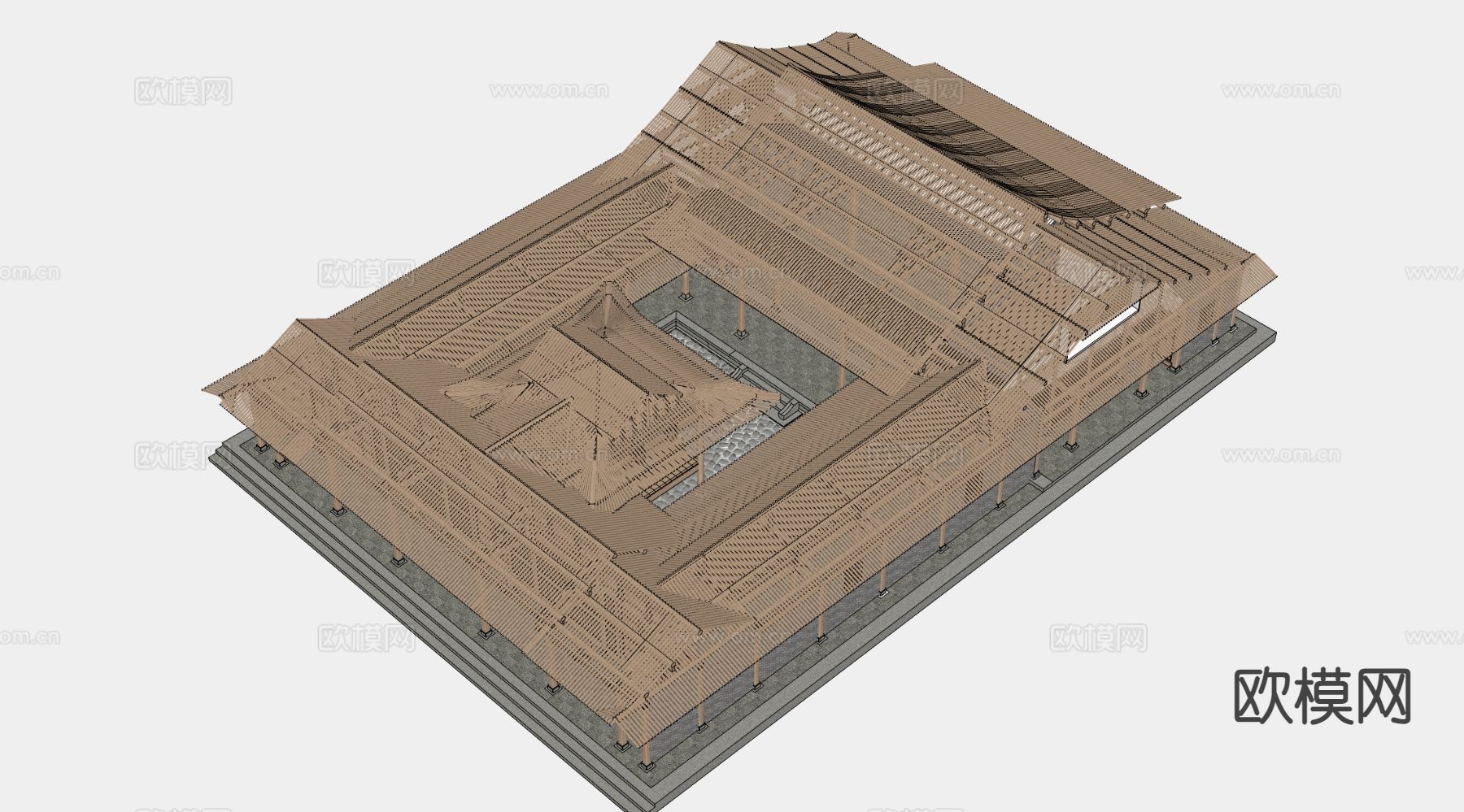 中式古建筑 寺庙 塔楼su模型