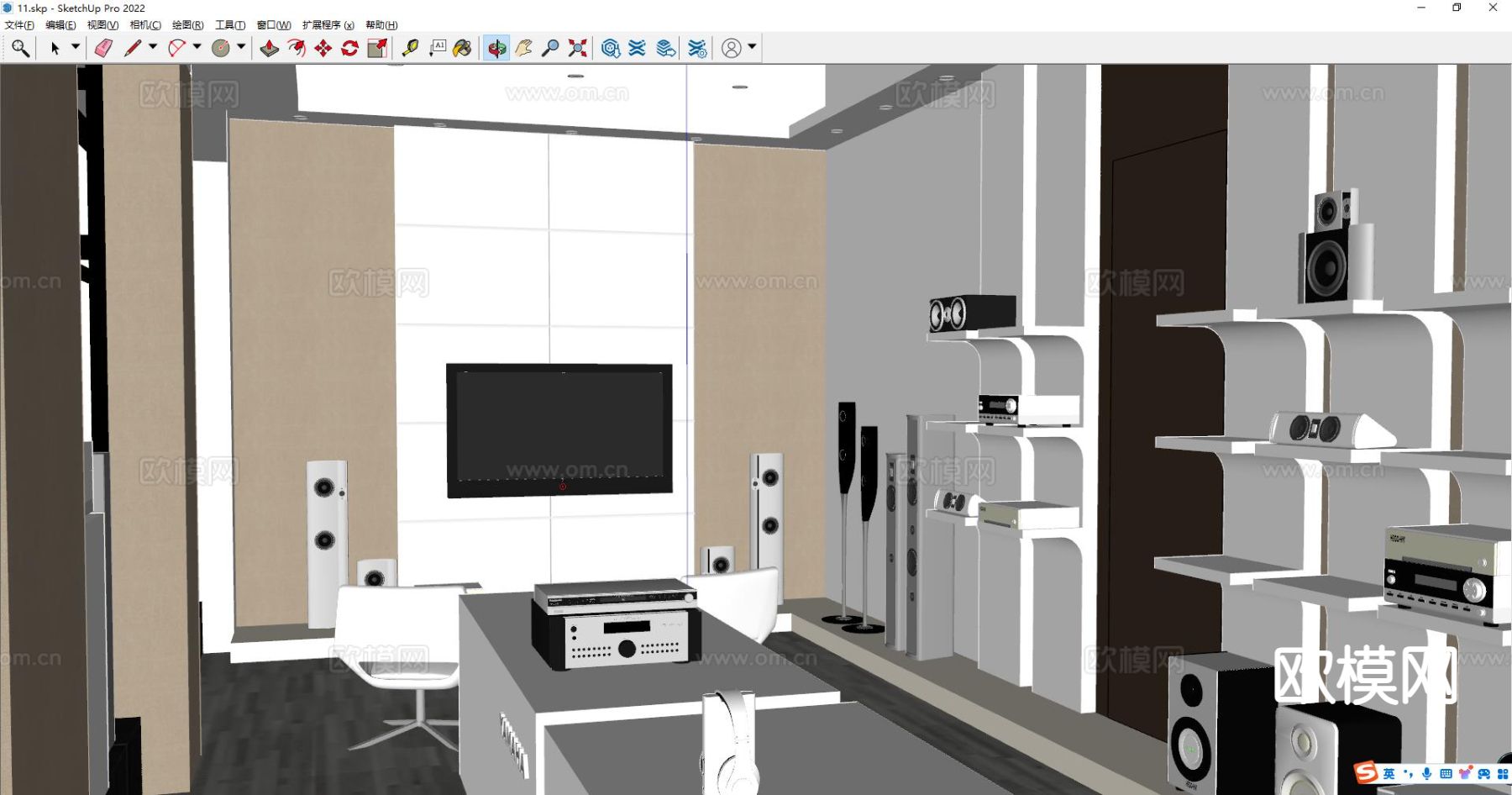 现代音响设备 专卖店su模型