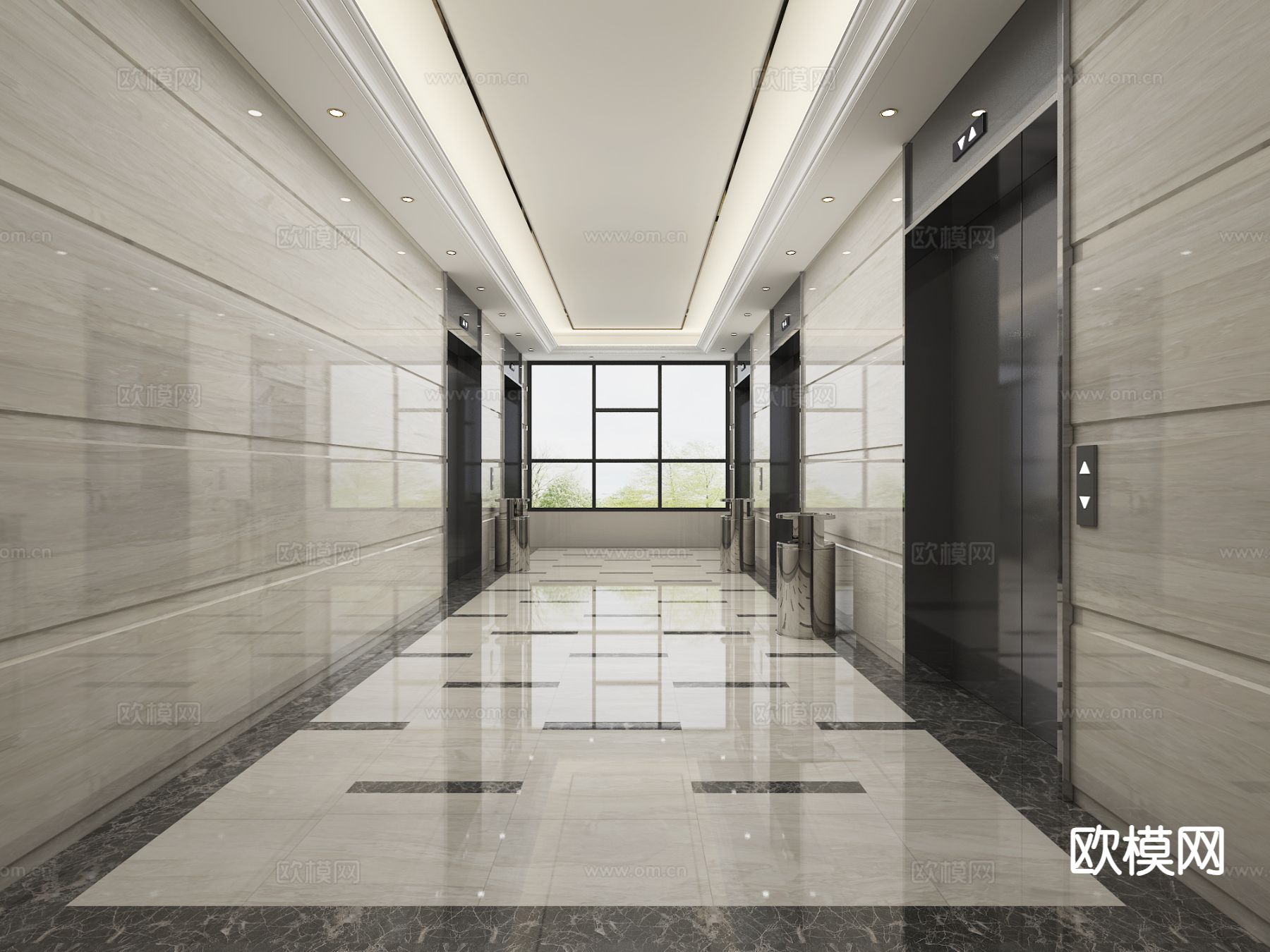 现代电梯厅 电梯间3d模型下载