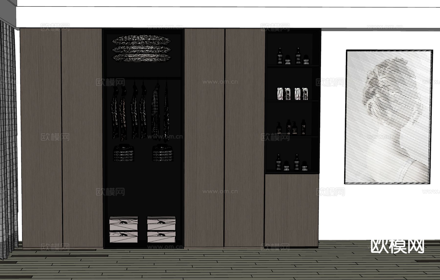 意式衣柜 衣橱su模型