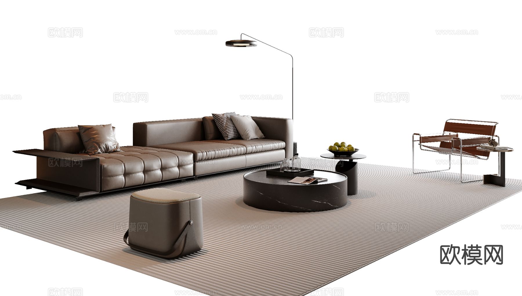 意式组合沙发su模型下载（渲染图2）