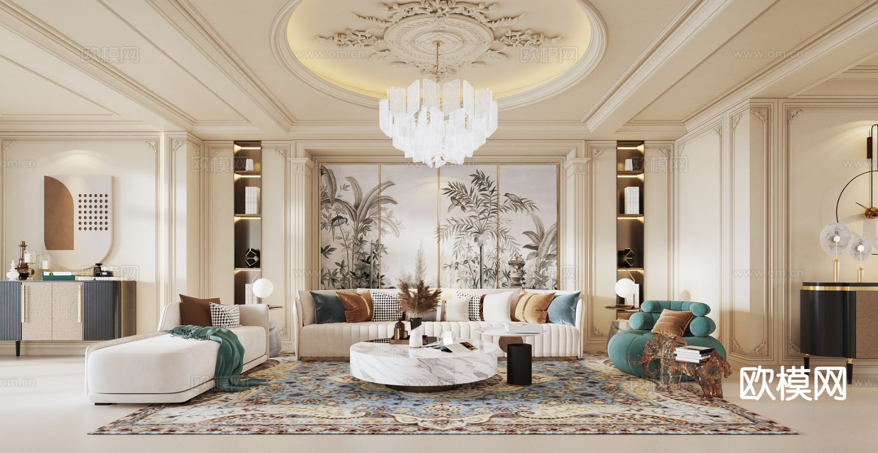 法式客厅3d模型下载