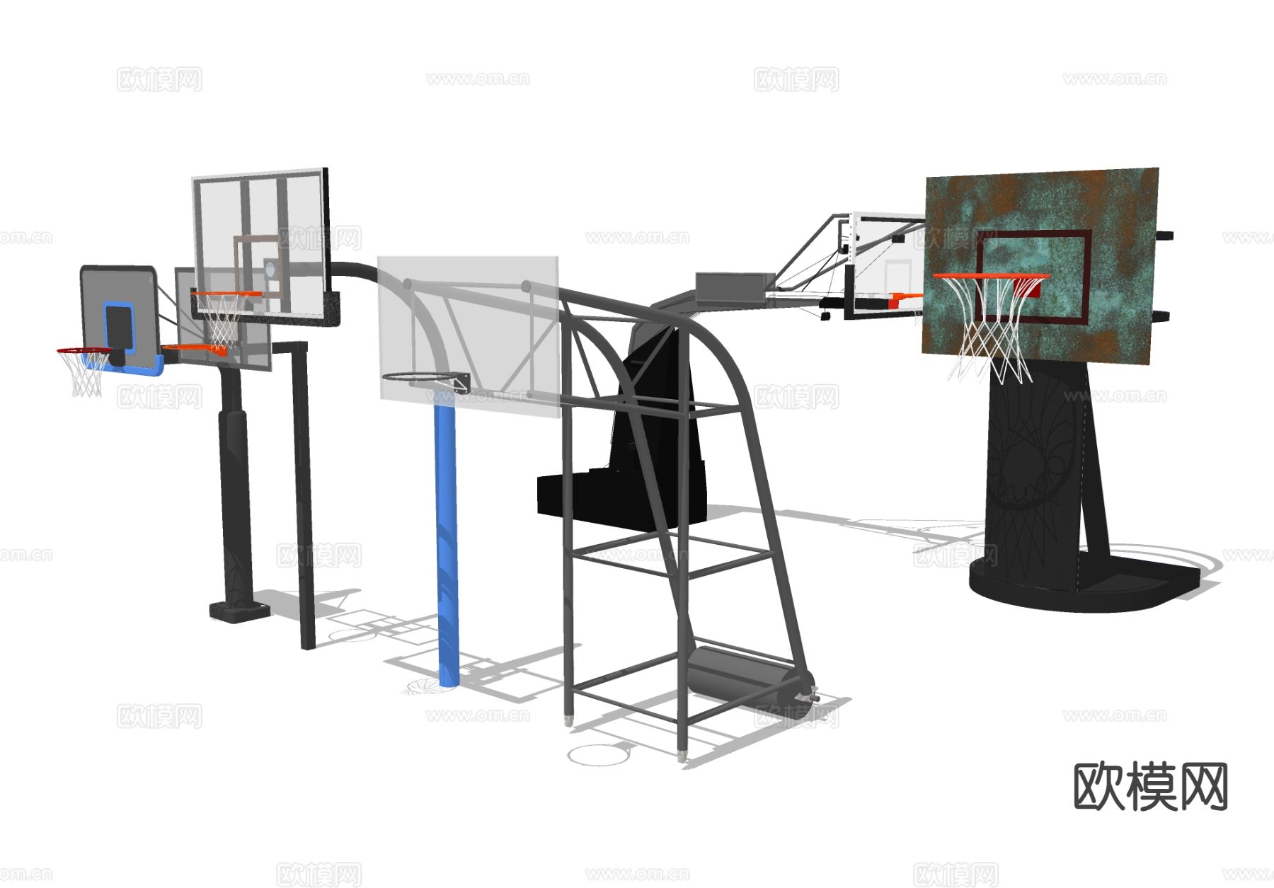 篮球架 投球球筐su模型