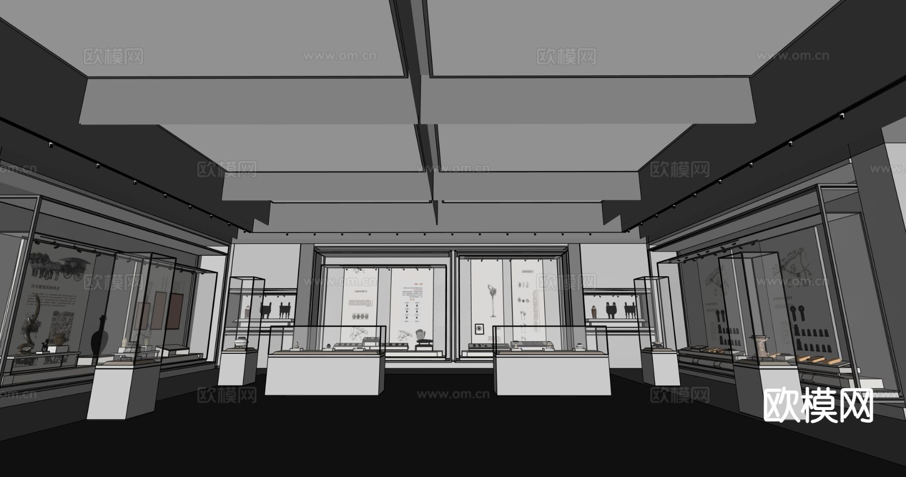 现代博物馆内部su模型