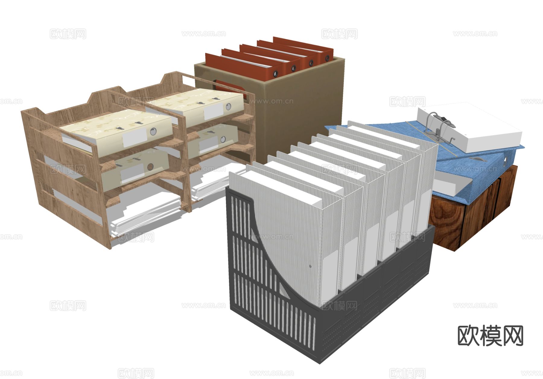 文件收纳夹 办公资料架su模型