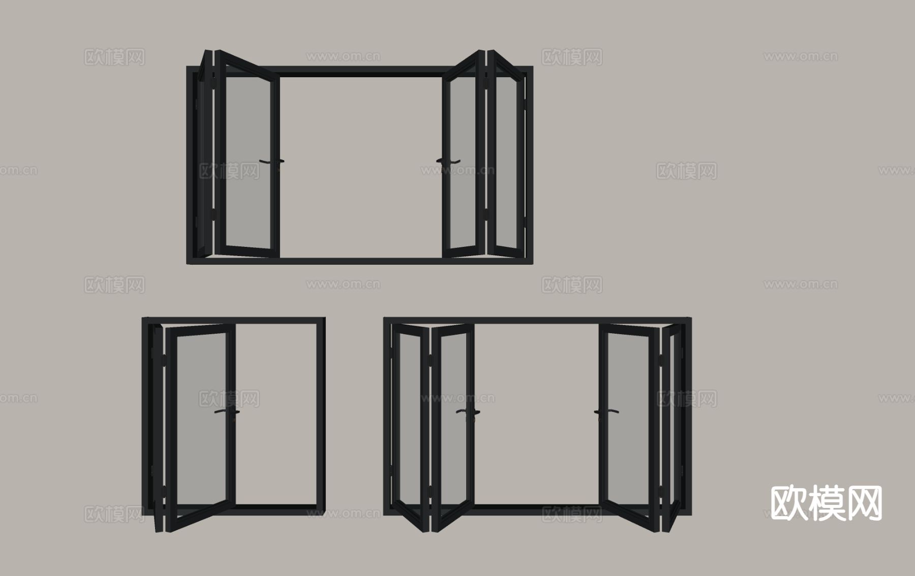 现代折叠窗 窗户su模型