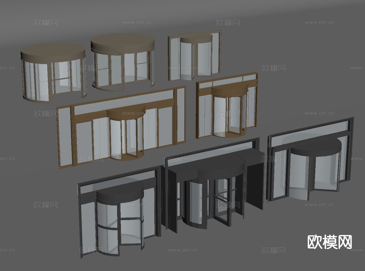 现代酒店旋转门 玻璃旋转门su模型