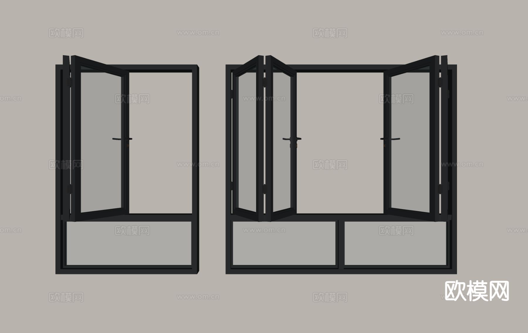 现代折叠窗 窗户su模型