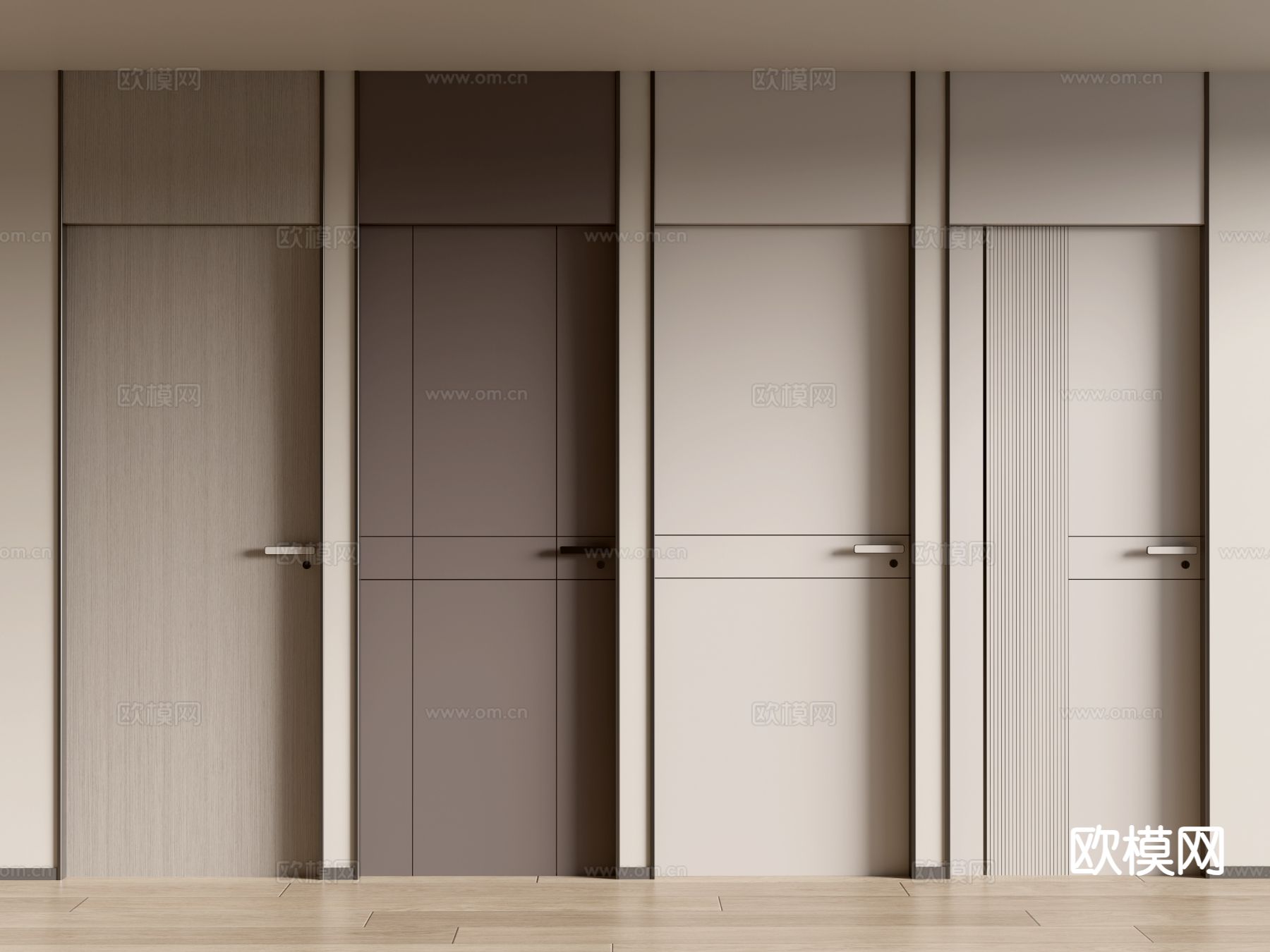 现代单开门 卧室门 房间门su模型下载（渲染图2）
