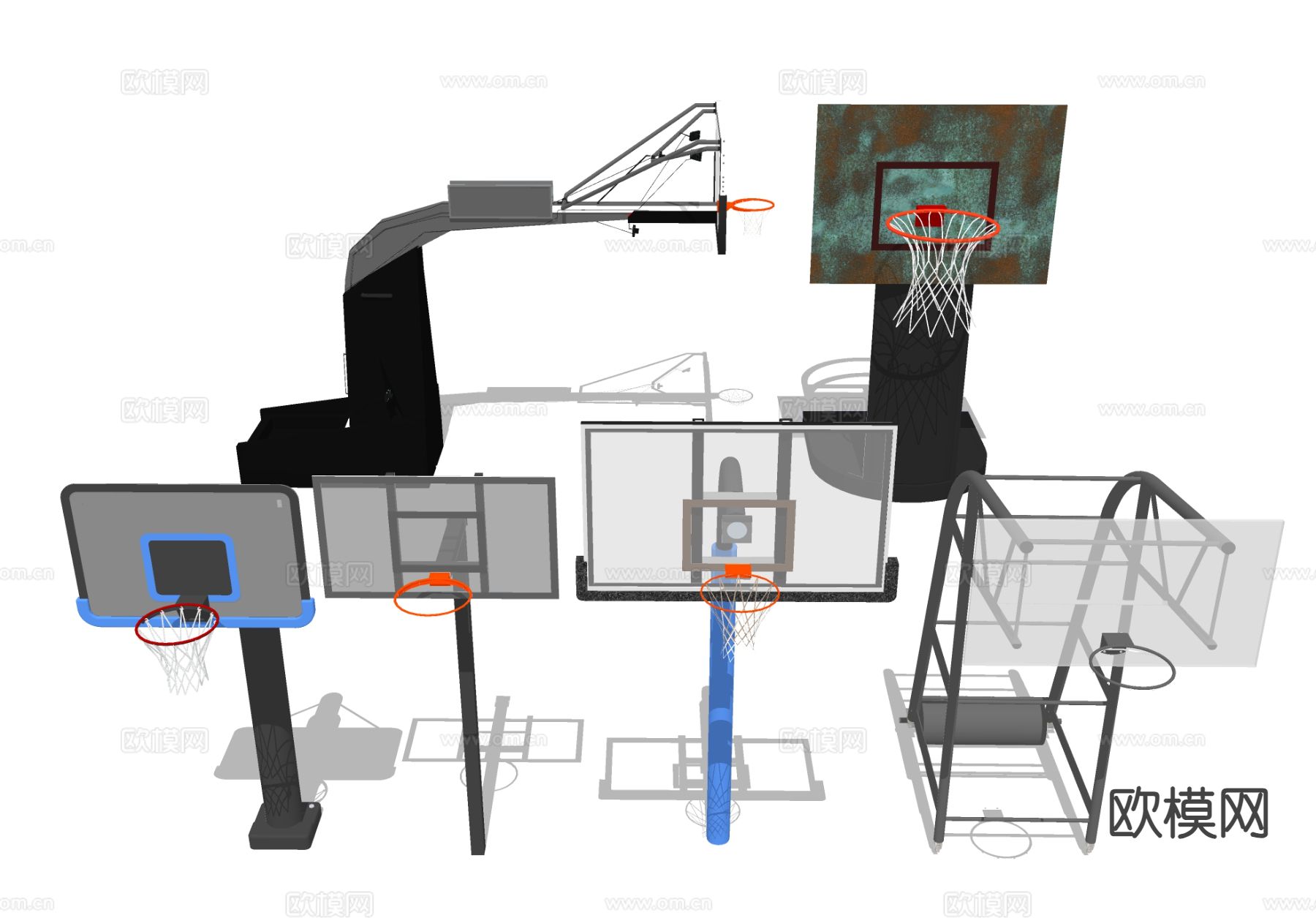 篮球架 投球球筐su模型