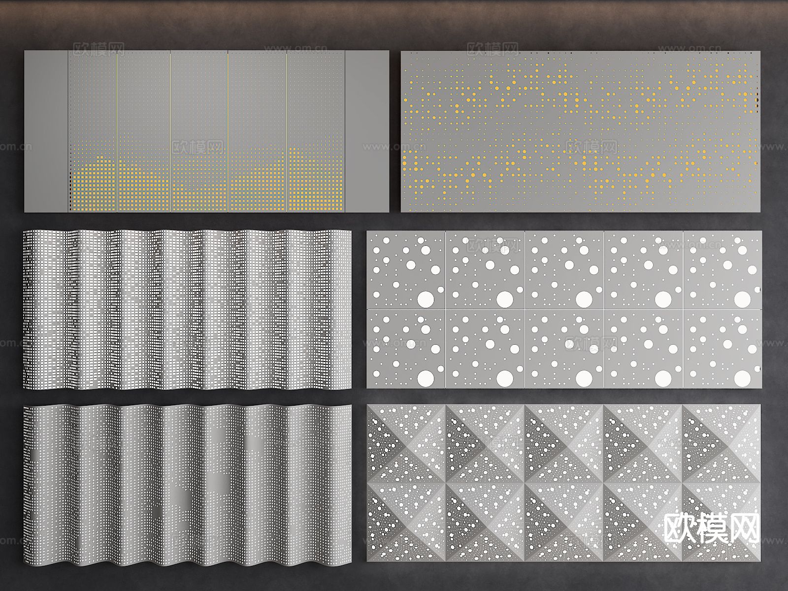 铝板穿孔板 冲孔板 镂空板3d模型