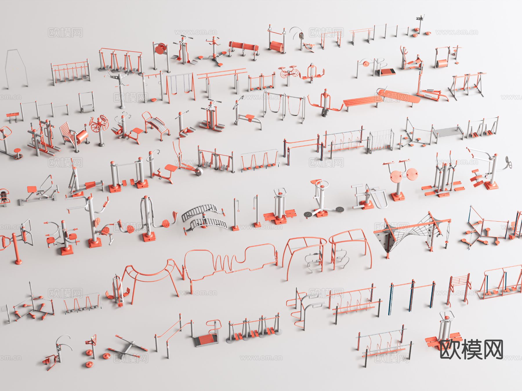 现代户外健身器材 运动器械3d模型