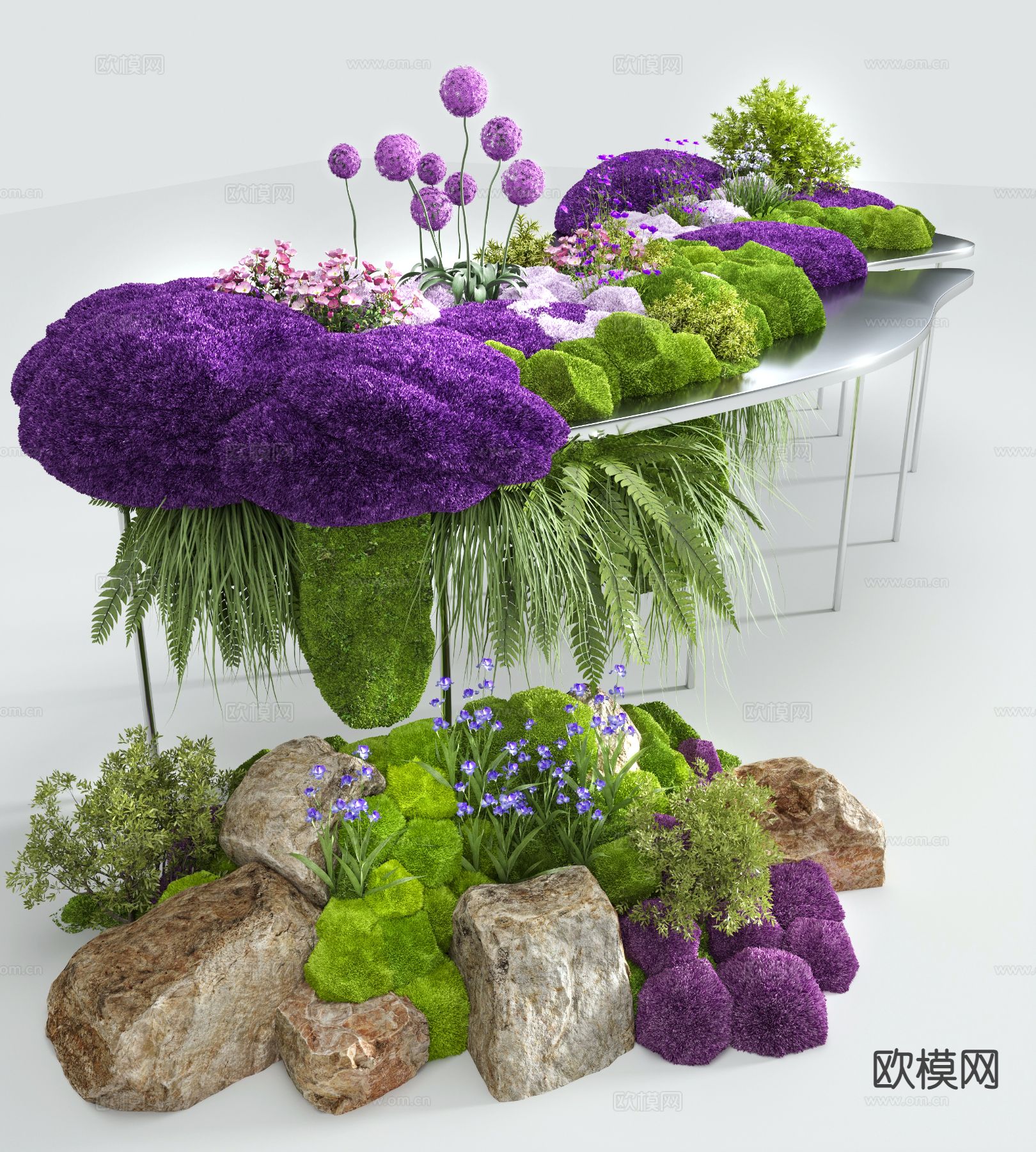 现代艺术装置 植物装置3d模型