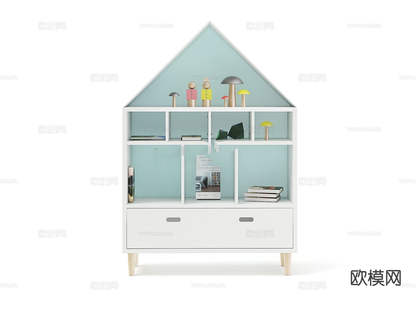 现代儿童书柜 玩具柜3d模型下载