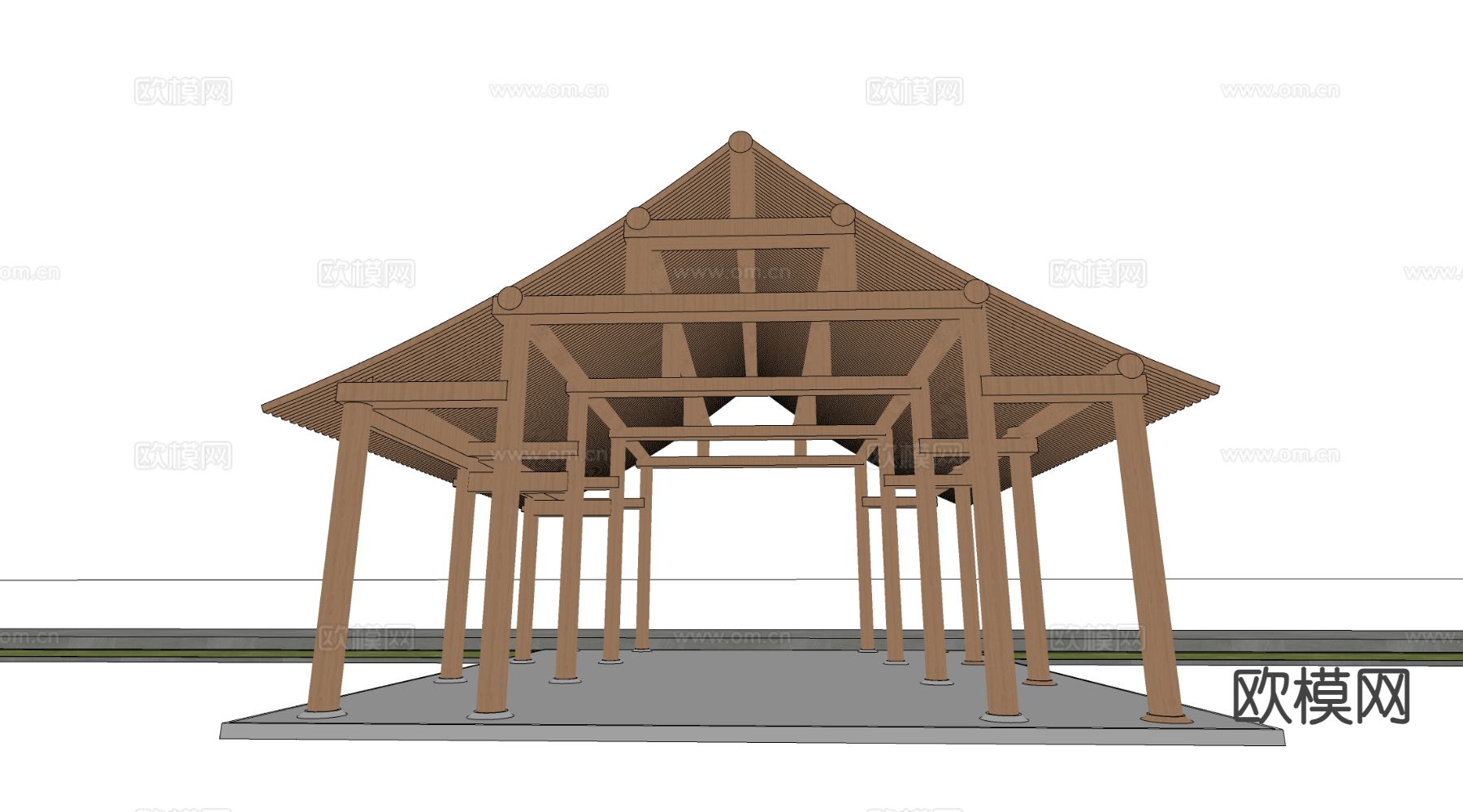 中式廊架 景观廊架su模型