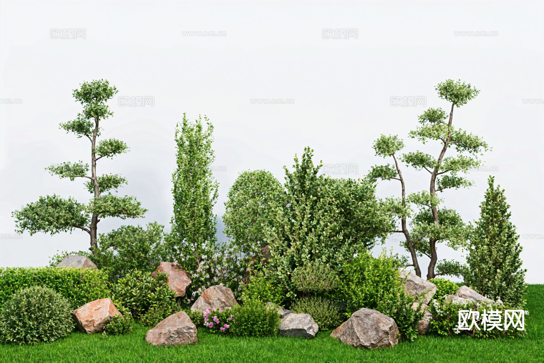 造型灌木 修剪灌木 绿化带su模型下载（渲染图2）