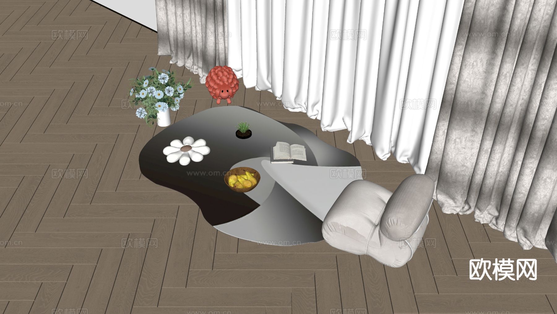 现代地毯su模型下载（渲染图1）