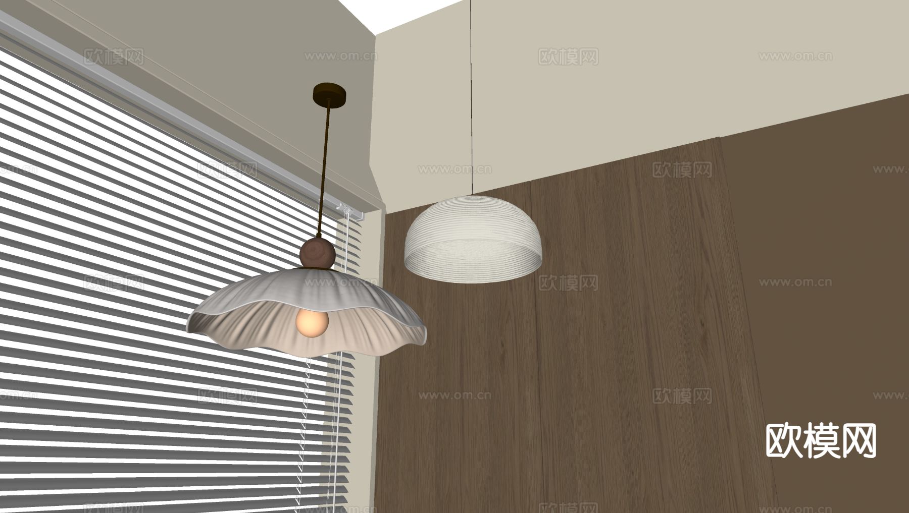 法式花朵吊灯su模型下载（渲染图1）