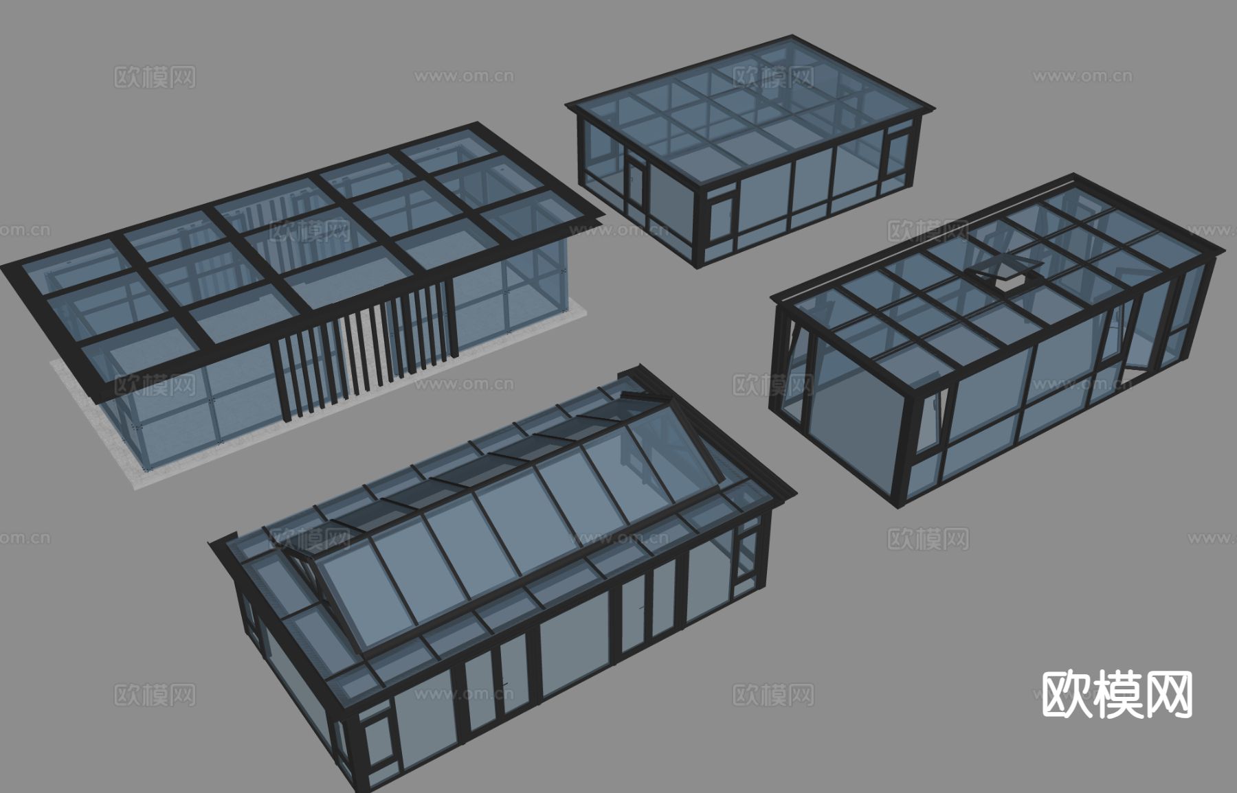 现代阳光房 阳光棚 玻璃房su模型