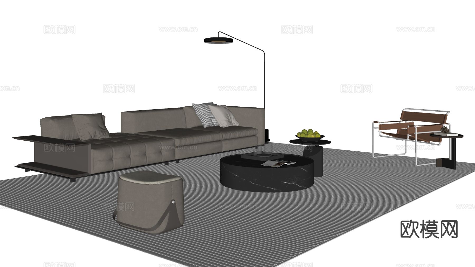 意式组合沙发su模型下载（渲染图1）