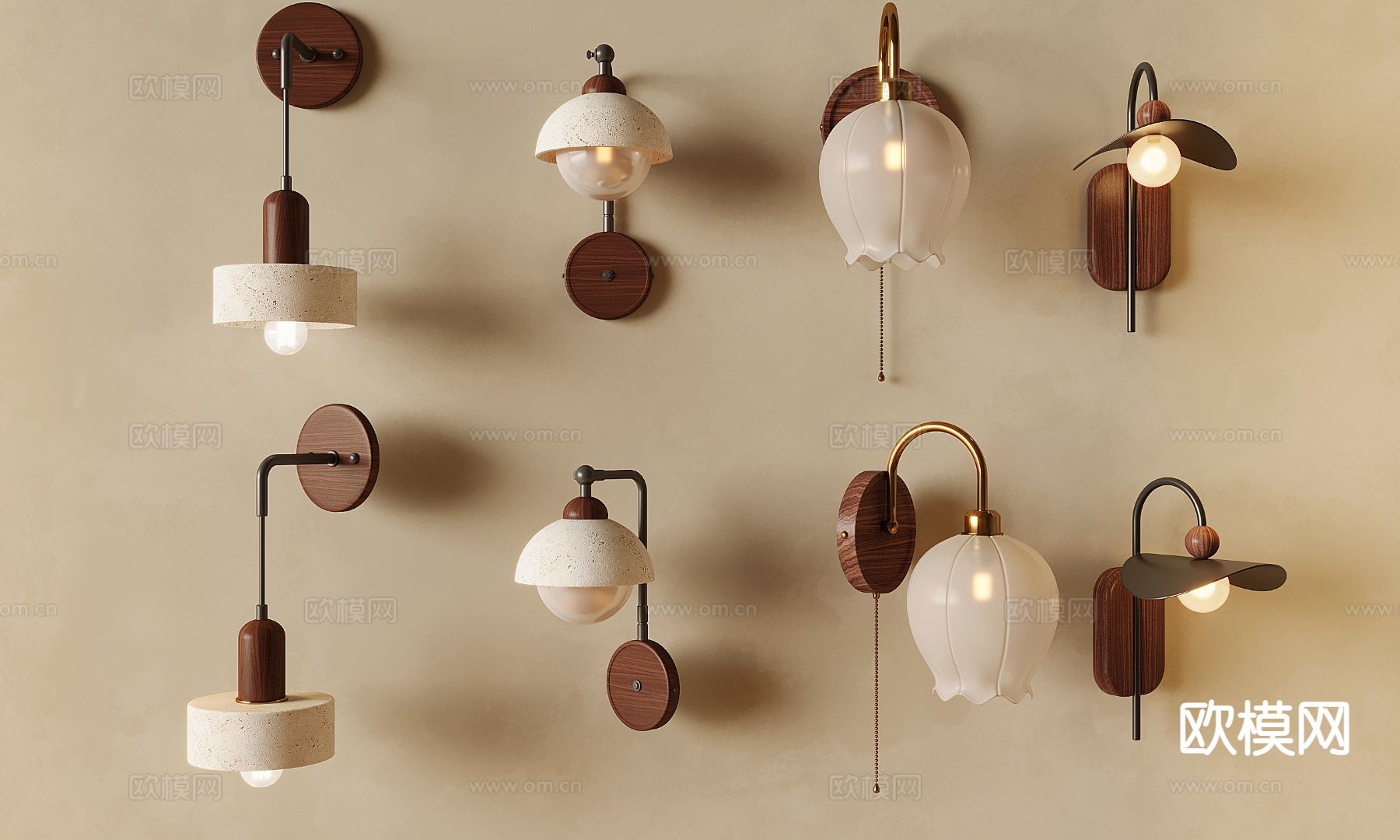 中古风壁灯3d模型下载