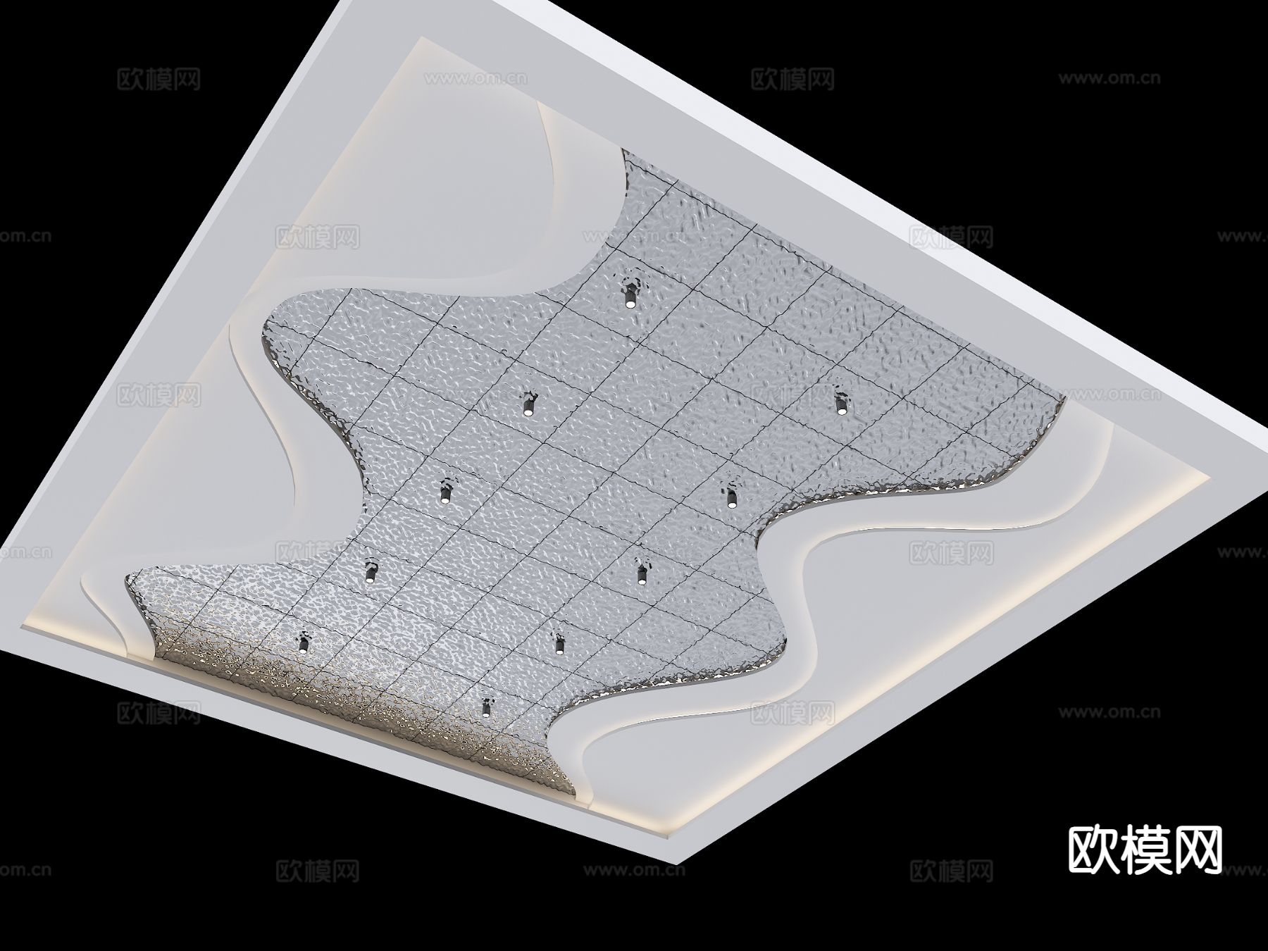 现代波纹吊顶su模型