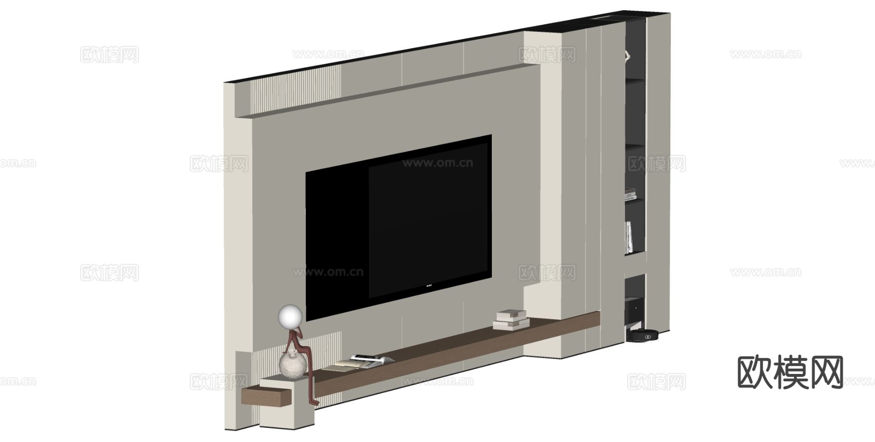 现代电视背景墙su模型