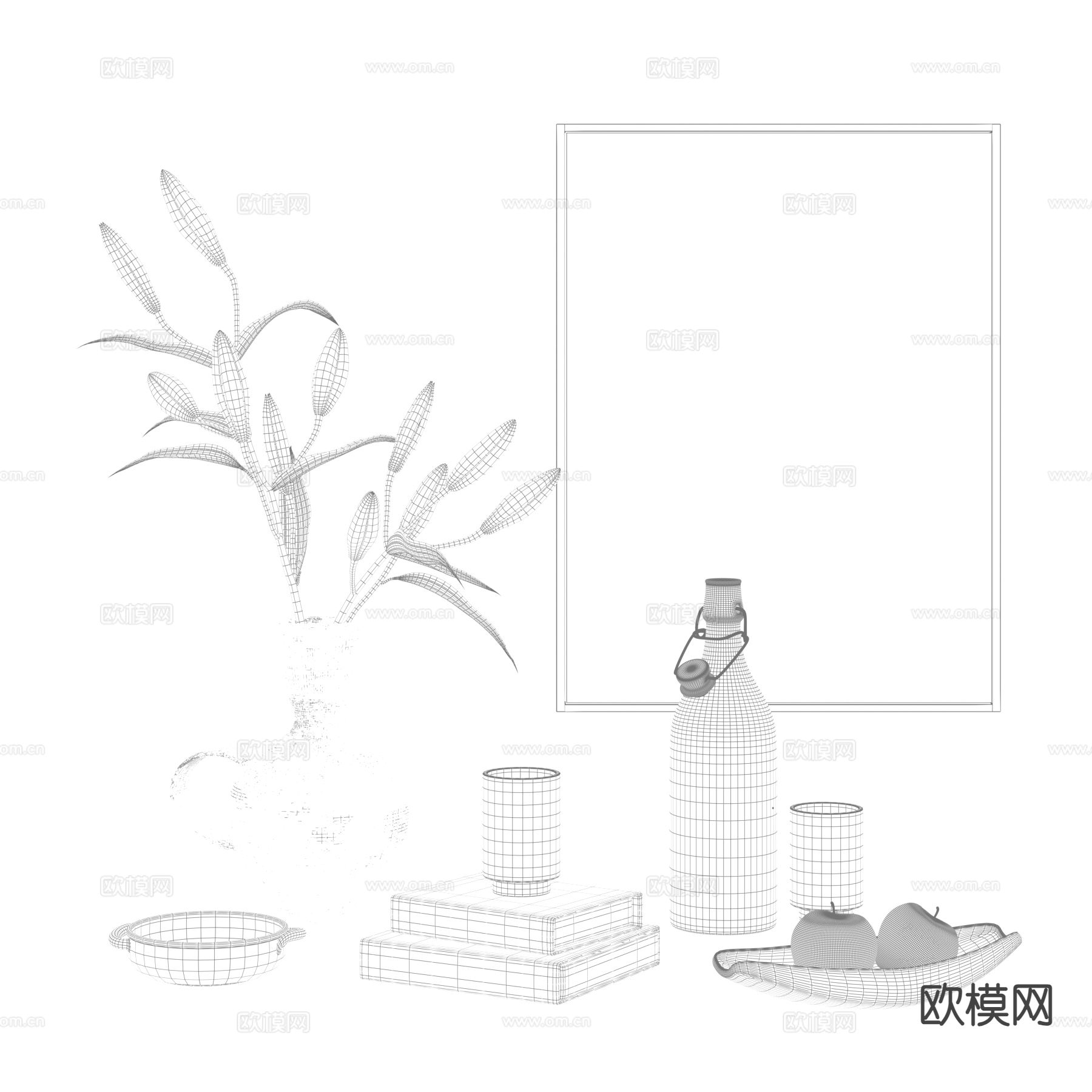 现代装饰摆件 花艺 挂画3d模型