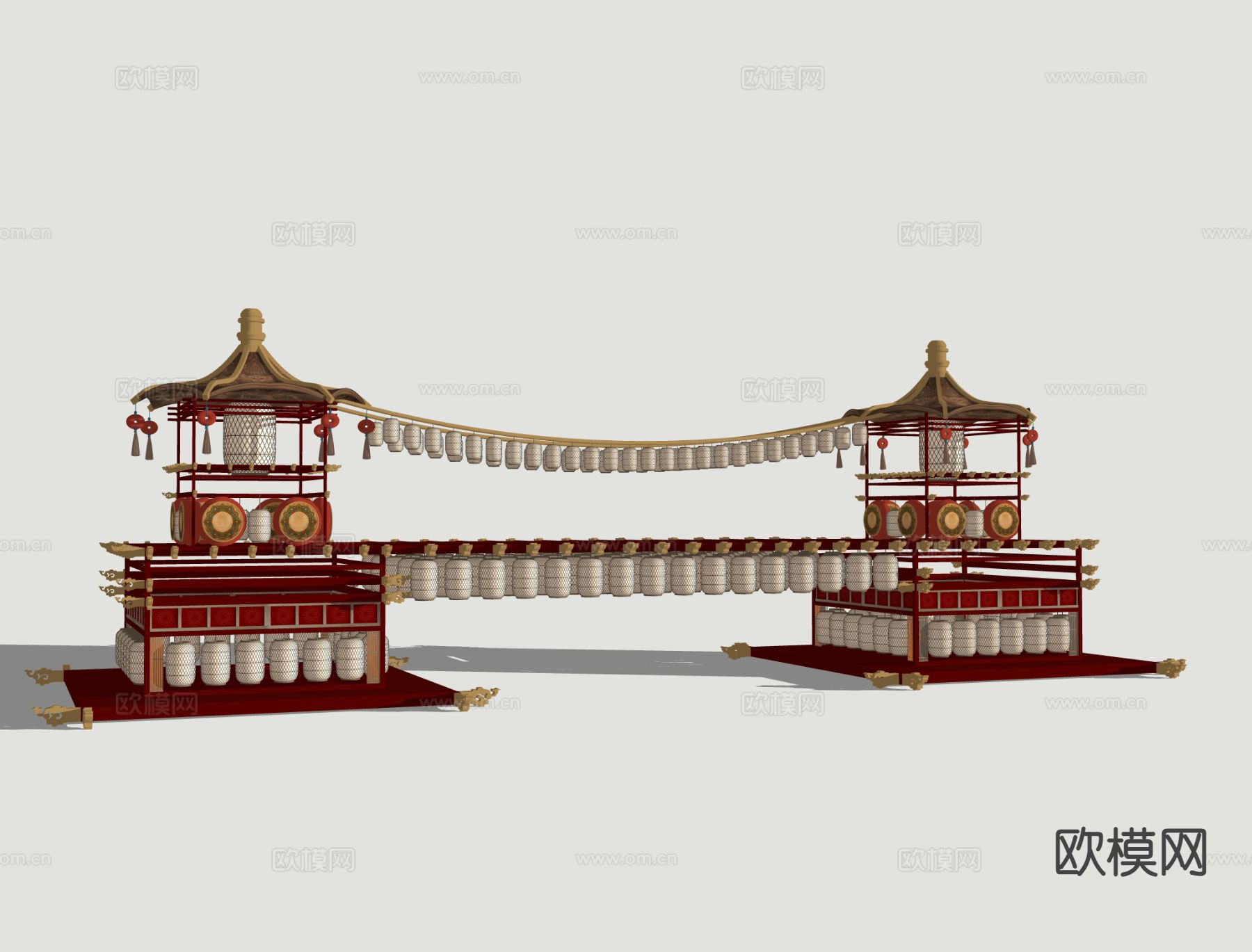 新中式舞台美陈 古风影视道具 户外装置3d模型