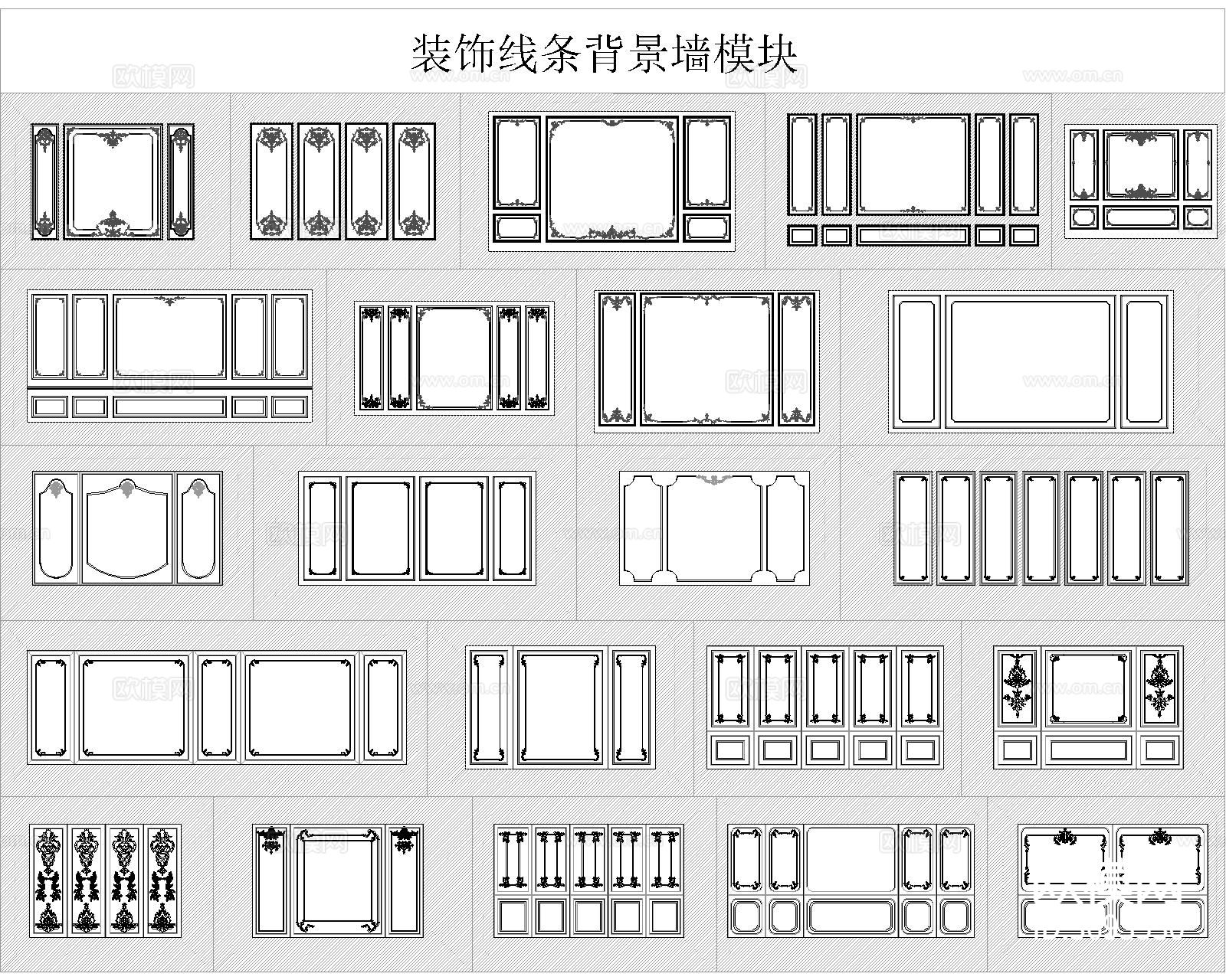 电视背景墙cad大样图