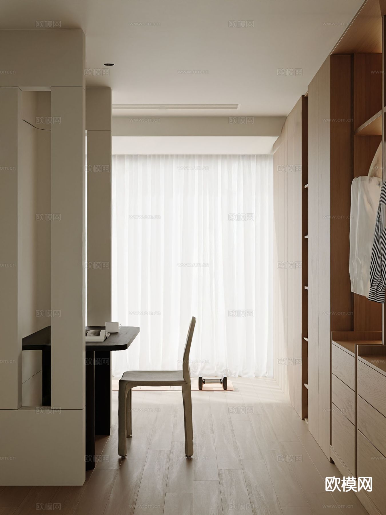 原木风卧室 次卧su模型下载（渲染图2）