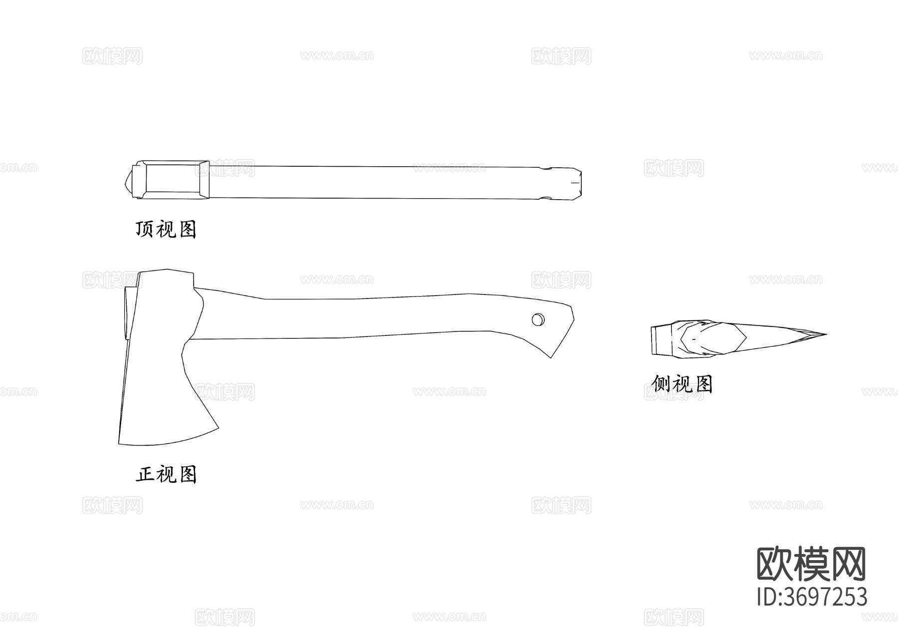 工具斧头设计三视图