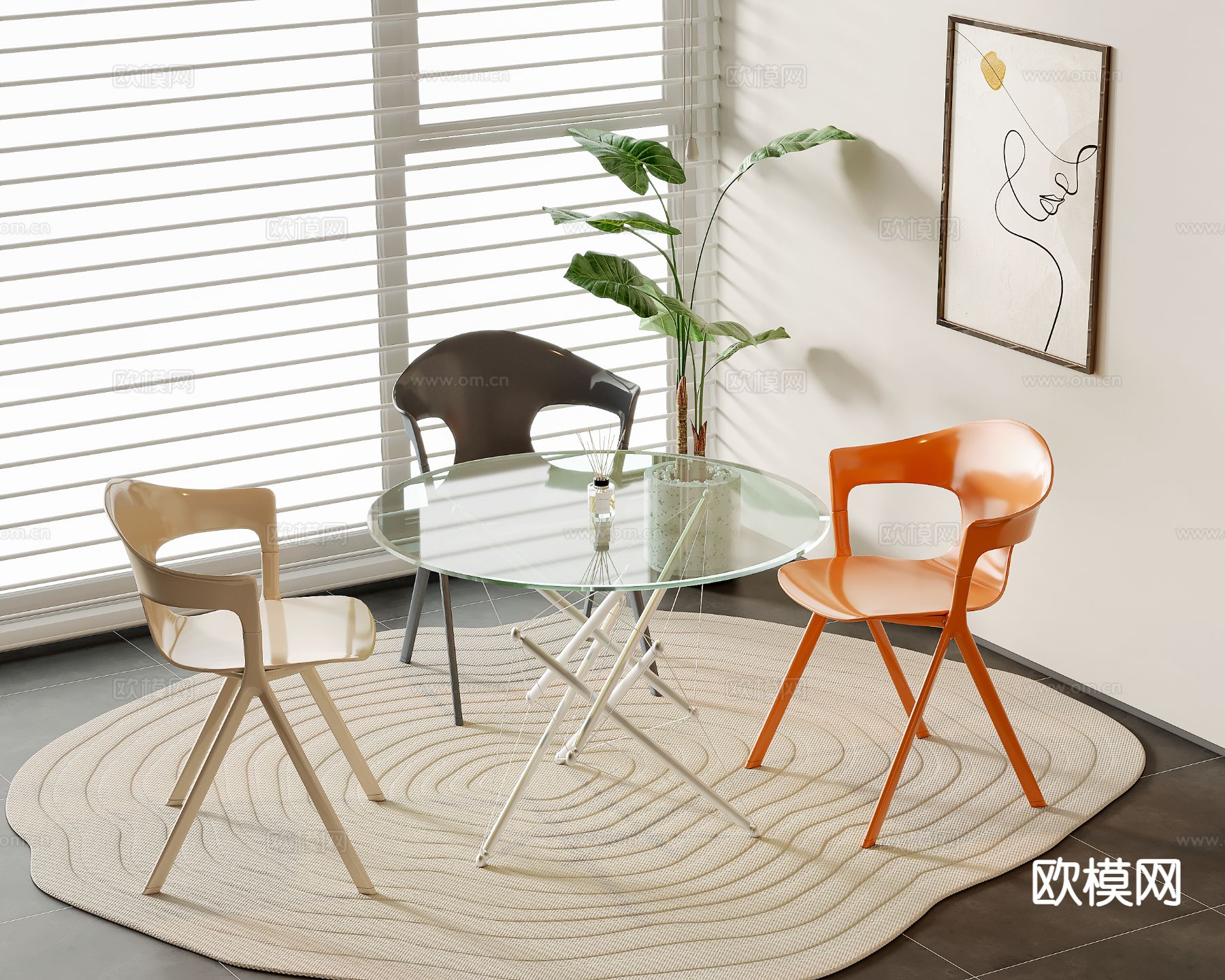 现代休闲桌椅 洽谈桌椅3d模型下载