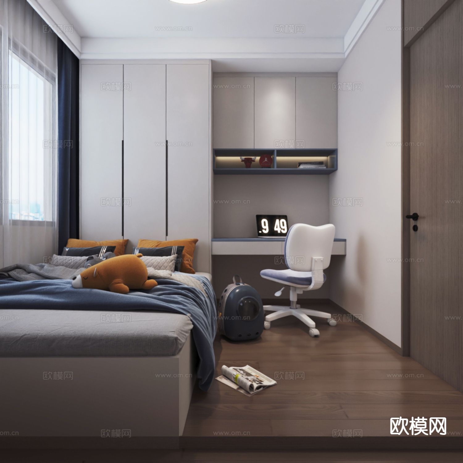 现代卧室 榻榻米免费3d模型下载