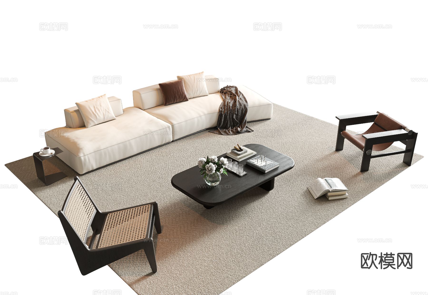 现代组合沙发3d模型下载