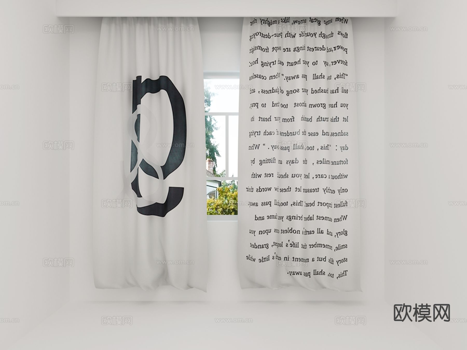 北欧窗帘 印花窗帘3d模型下载（渲染图3）